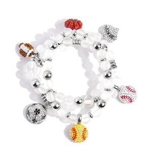 Charming Beaded Bracelet with Sports Charms